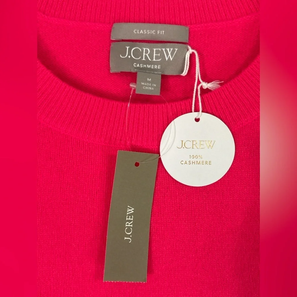 J.Crew 100% Cashmere Classic Fit Sweater Pink Medium NWT Fair Trade